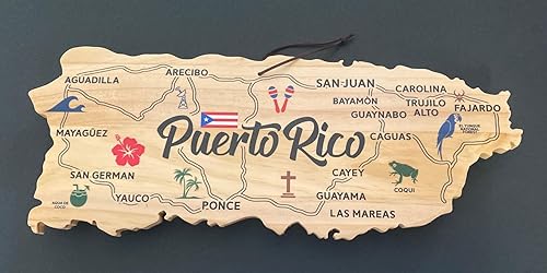 Miniatura 5 de Tabla de cortar de madera con forma de Puerto Rico y bandeja decorativa puertorriqueña para decoración de pared, decoración del hogar, isla de