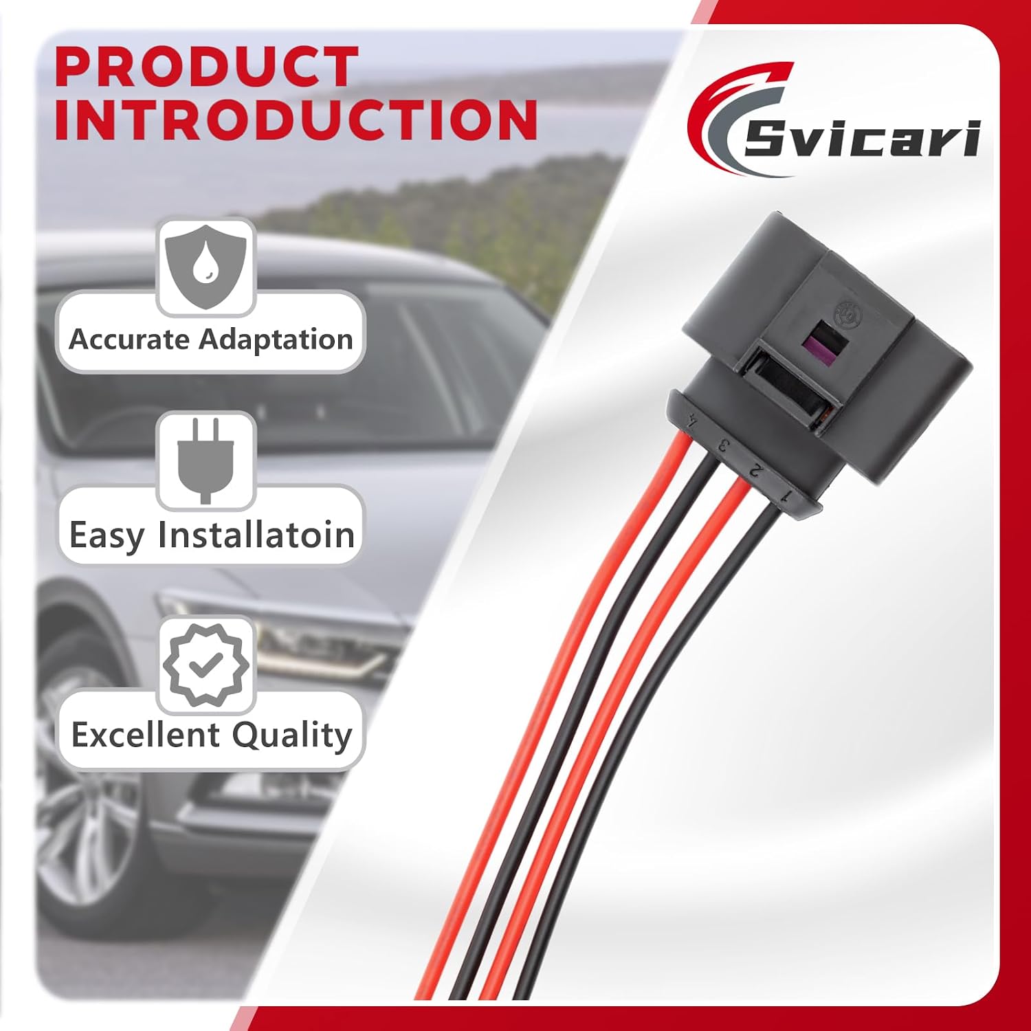 4PCS Ignition Coil Connector 4Pin Harness Wiring Pigtail Fit for Audi A3 A4 A5 A6 A7 A8 Q5 Q7 R8 S4 S5 for VW Volkswagen Jetta Passat Golf with 16pcs Heat Shrink Butt Connectors OE# 1J0973704