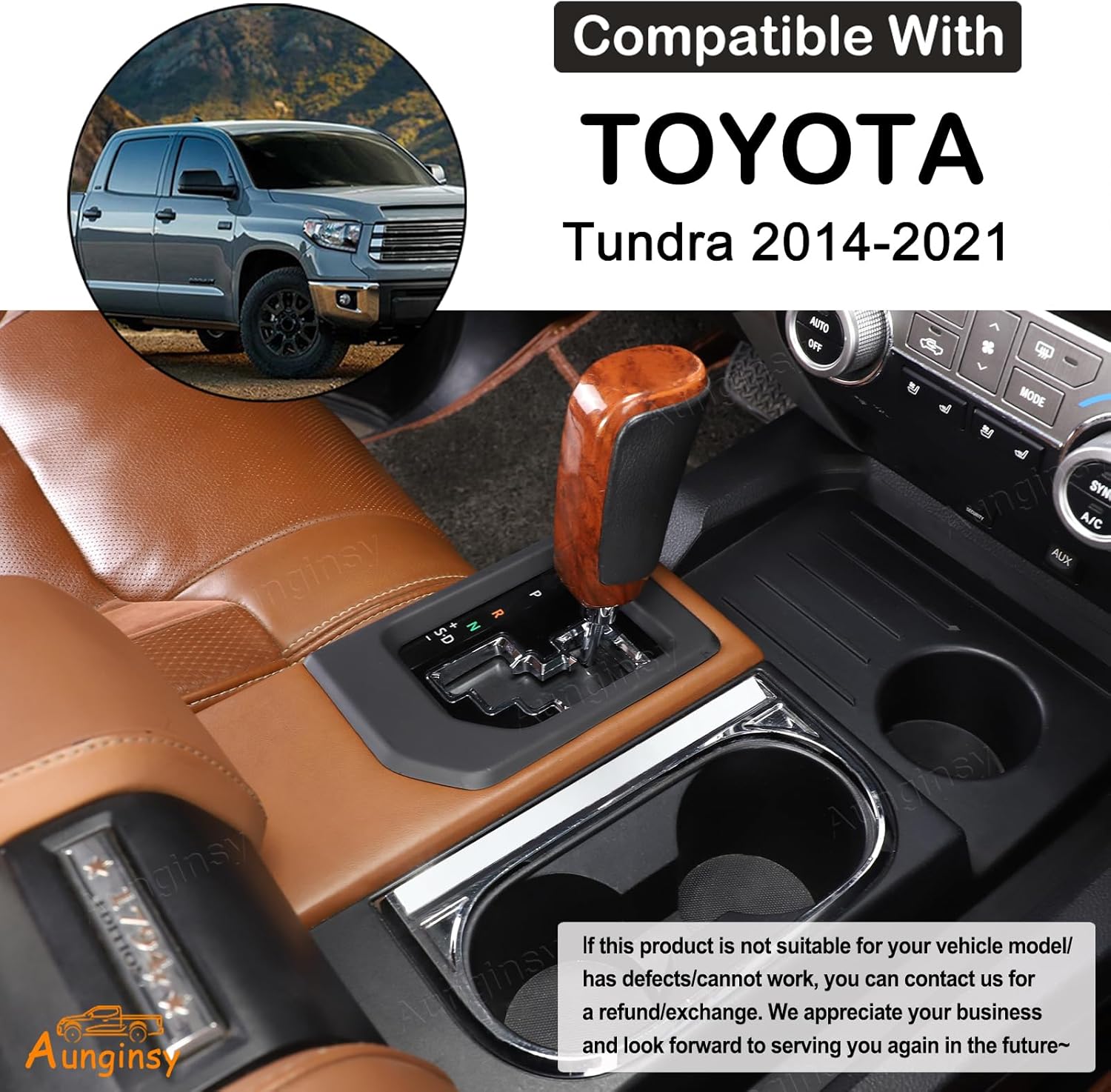Aunginsy Center Console Gear Shift Panel Trim Cover Compatible with Toyota Tundra 2014-2021, ABS Car Central Control Gear Shifter Anti-Scratch Panel Decorative Frame Protective Sticker Accessories