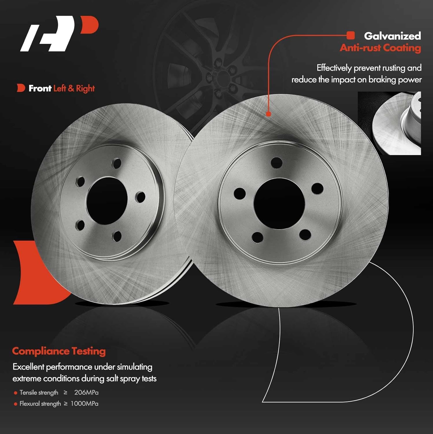 A-Premium 12.01 inch (305mm) Front Vented Disc Brake Rotors Compatible with Select Ford, Lincoln and Mercury Models - Crown Victoria 03-11, Town Car 03-11, Grand Marquis 03-11, Marauder 03-04, 4.6L