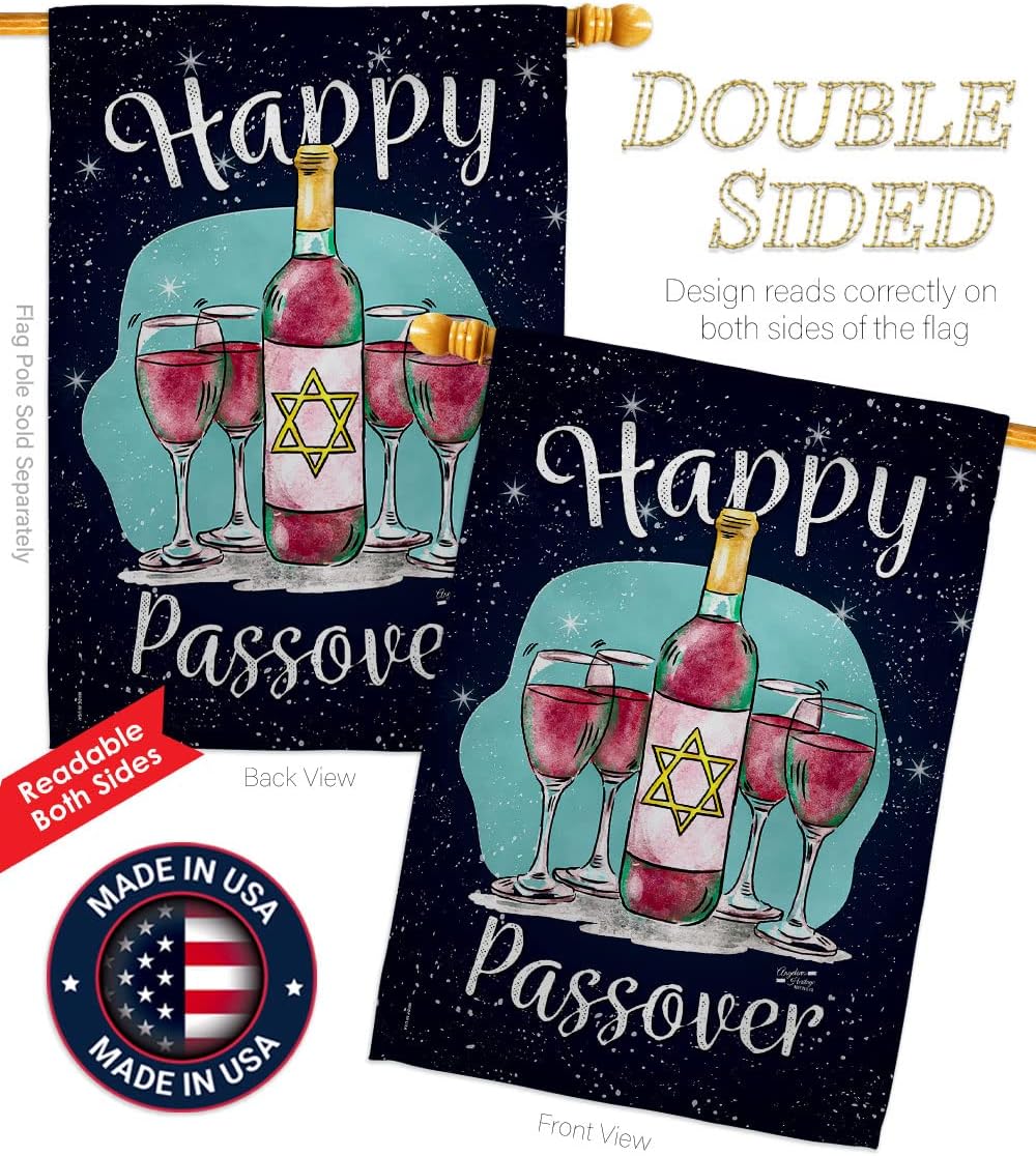 Happy Passover Inspirational - Everyday Faith & Religious Impressions Decorative Vertical House Flag 28" x 40" Printed in USA