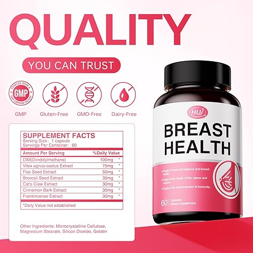 Miniatura 5 de HUJ Salud mamaria - Suplemento DIM - Contiene Vitex Agnus-Castus, semillas de lino y extracto de semilla de brócoli - Apoya el equilibrio hormonal,