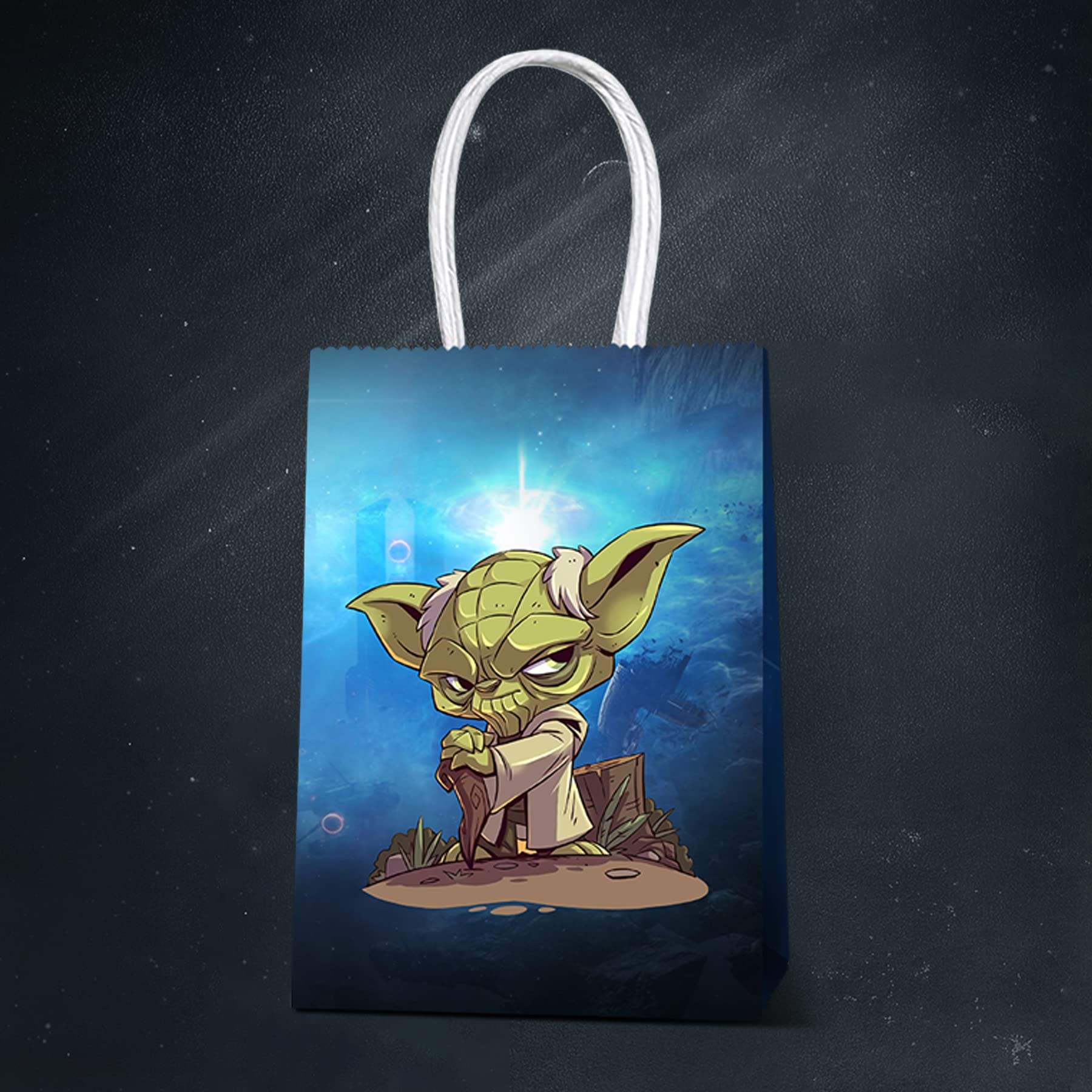 BILITOK The Inspired Party Favor Bags - 16 Pack Galactic Adventure Gift Bags for Birthday Decorations & Supplies (Black)