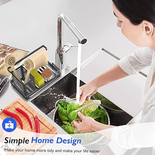 Miniatura 5 de Sink Caddy, Kitchen Sink Organizer, Sponge Holder Stainless Steel Kitchen Caddy for Kitchen Sink with Removable Drain Pan Storage for Soap, Sponge,