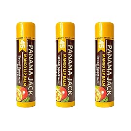 Panama Jack Sunscreen Lip Balm - SPF 45, Broad Spectrum UVA-UVB Sunscreen Protection, Prevents & Soothes Dry, Chapped Lips, Mango, 3-pack