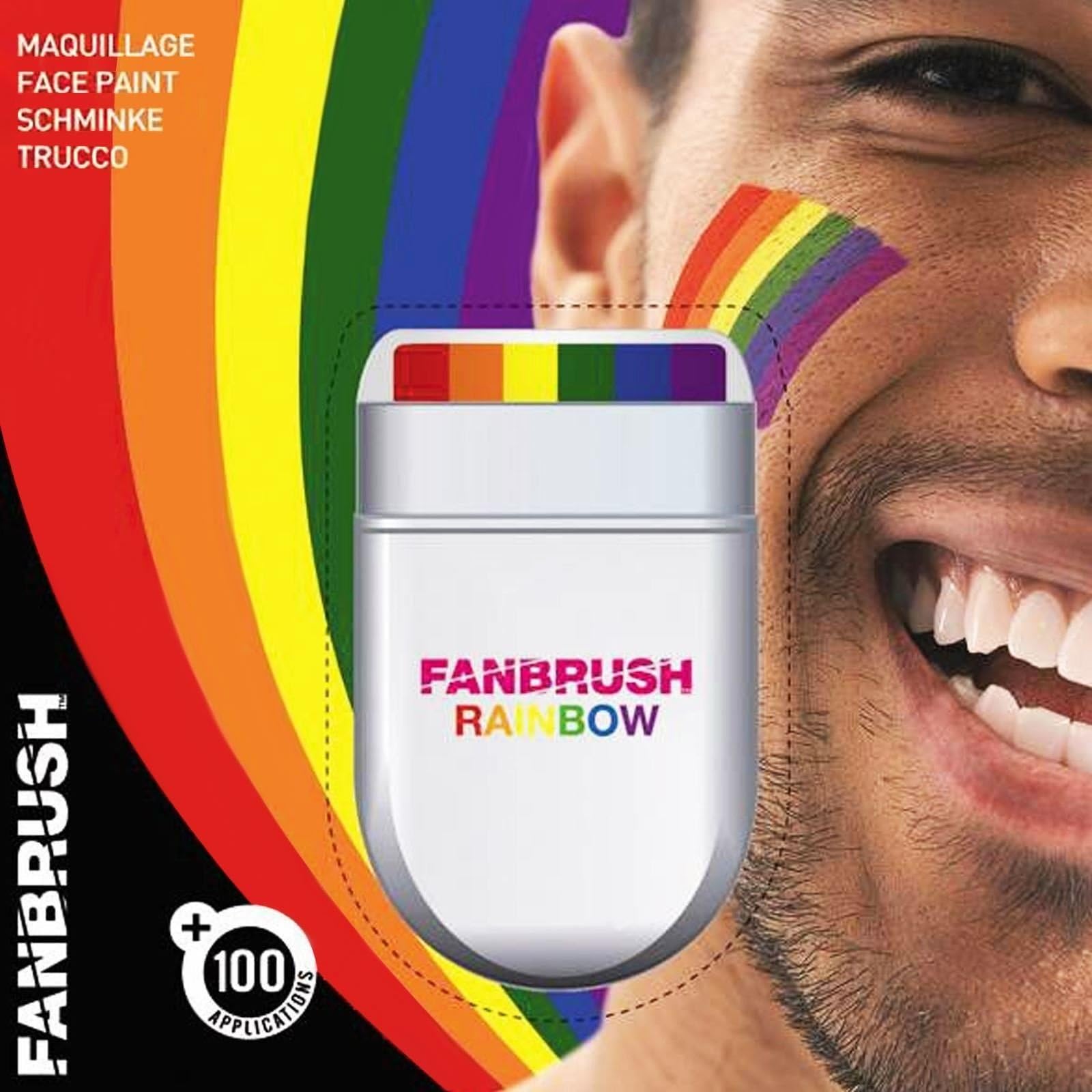 Fancy Dress VIP Rainbow Fan Brush Face & Body Paint Gay Lesbian Pride Flag Makeup Pocket Size Easy Wash Off Marches Events Festival Facepaint Fancy Dress Accessory