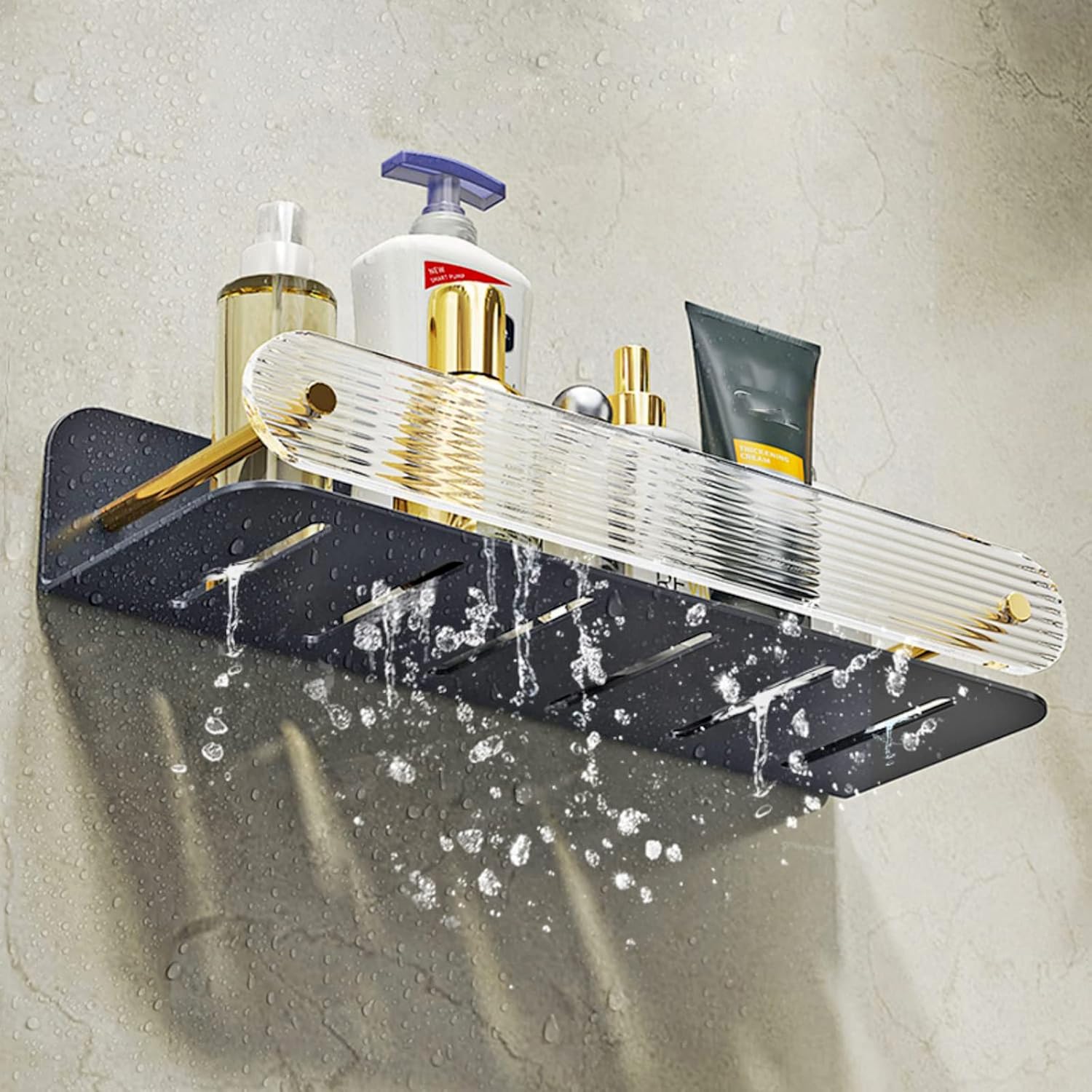 Acrylic?Bathroom Over The Toilet Storage Rack, Metal Bathroom Organizer with High Guardrail Well Protect Items from Falling Off,? No Drilling Space Saver with Wall Mounting Design (Size :