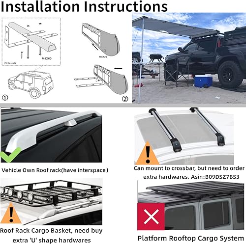 Miniatura 23 de DANCHEL OUTDOOR - Toldo retráctil, impermeable para vehículos: SUV, Overland, Offroad. Carpas gris para automóvil.