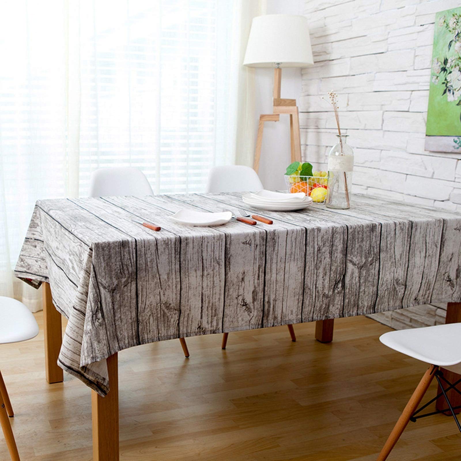 Nappe motif de bois gris en coton de qualité supérieure pour embellir votre intérieur