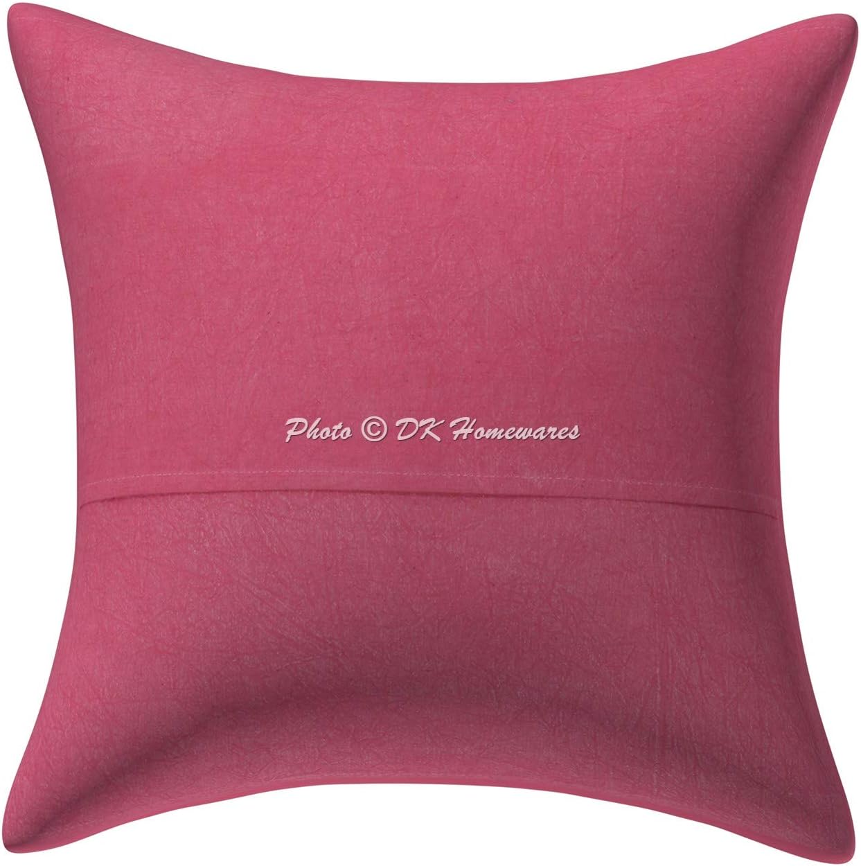 Ethnic Decorative Couch Throw Pillow Covers 16 x 16 Inch Cotton Embroidered Mirrored Boho Square Toss Cushion Covers (Size - 40x40 cm ; Color: Baby Pink) - Set of 4 Pcs (Cover Only)