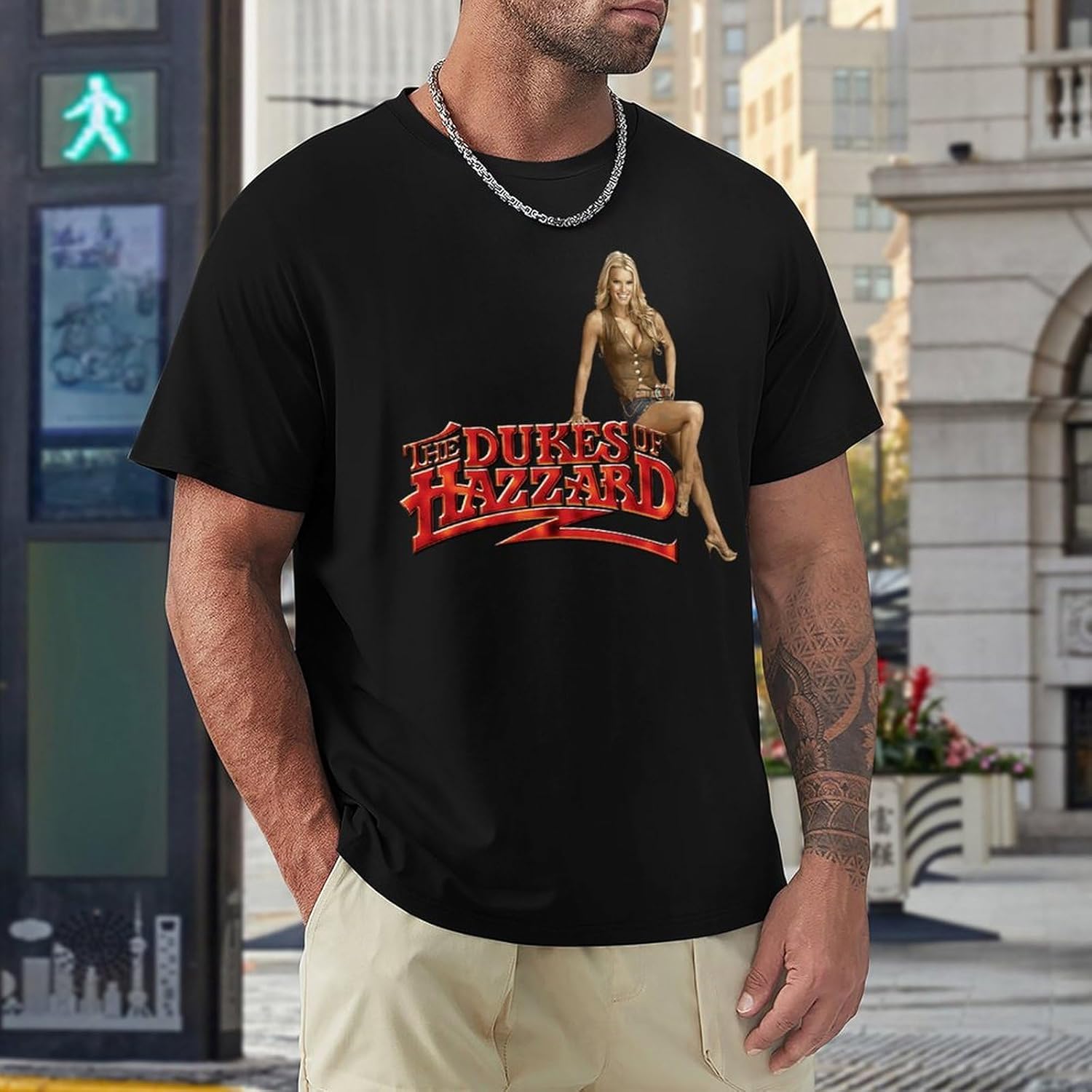 Mens Crewneck Short Sleeve Tshirts for Hazzard Dukes Tee,Athletic Tee for Running