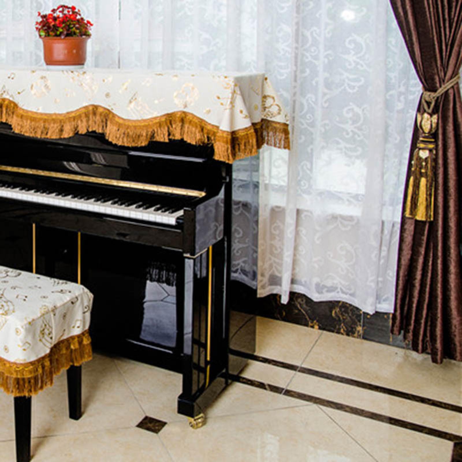 Telo Copri-Sgabello per Pianoforte con Copri-Sgabello, Copertura Protettiva Universale per Pianoforte Verticale, Copertura Decorativa con Stampa a Mezzo Pianoforte per Pianoforte Verticale u