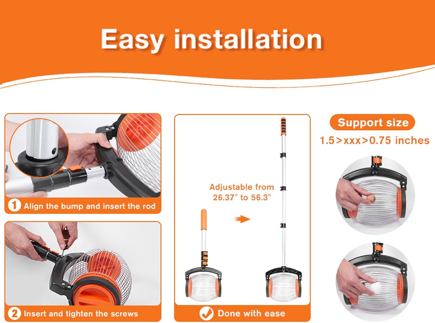 Small Nut Gatherer Roller, Pecan Picker Upper, Walnut Picker Upper Roller with 1.8 Gallon Capacity, 26.37 to 56.3 Inch Telescopic Handle, Pick Up Small Acorns, Buckeyes, Beech Nuts