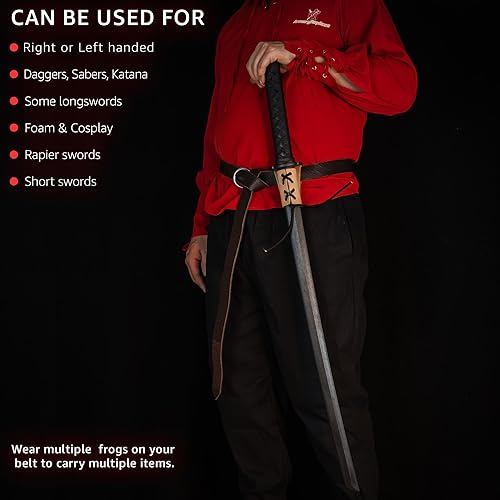 Miniatura 3 de Armory Replicas - Funda de daga de cuero genuino - Rana espada ajustable de inspiración medieval para armas pequeñas