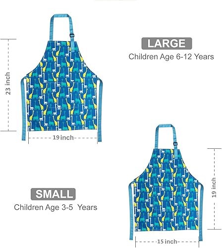 Miniatura 32 de Delantales de niños, delantal de algodón para niño, con correa ajustable en el cuello, delantal de chef infantil blanco 1,Negro 1,Negro 2,Azul,Rosado