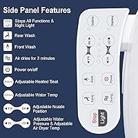 Vista 5 de ZMJH 236 Asiento de inodoro con bidé alargado - Agua caliente sin fin, asiento calentado y lavado en remolino, limpieza doble delantera/trasera