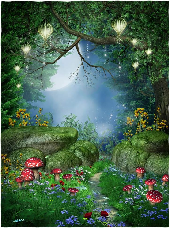 60" x 80" Sofa/Bed Blankets Mushrooms Enchanted Forest Pattern Comfortable Warm Velet Plush Throw Blanket