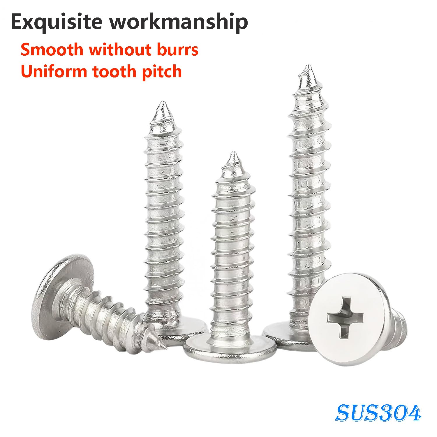 Ctyjia M2 x 6mm Phillips Flat Head Self-Tapping Screws, Thin Flat Head, 304 Stainless Steel - Image 4