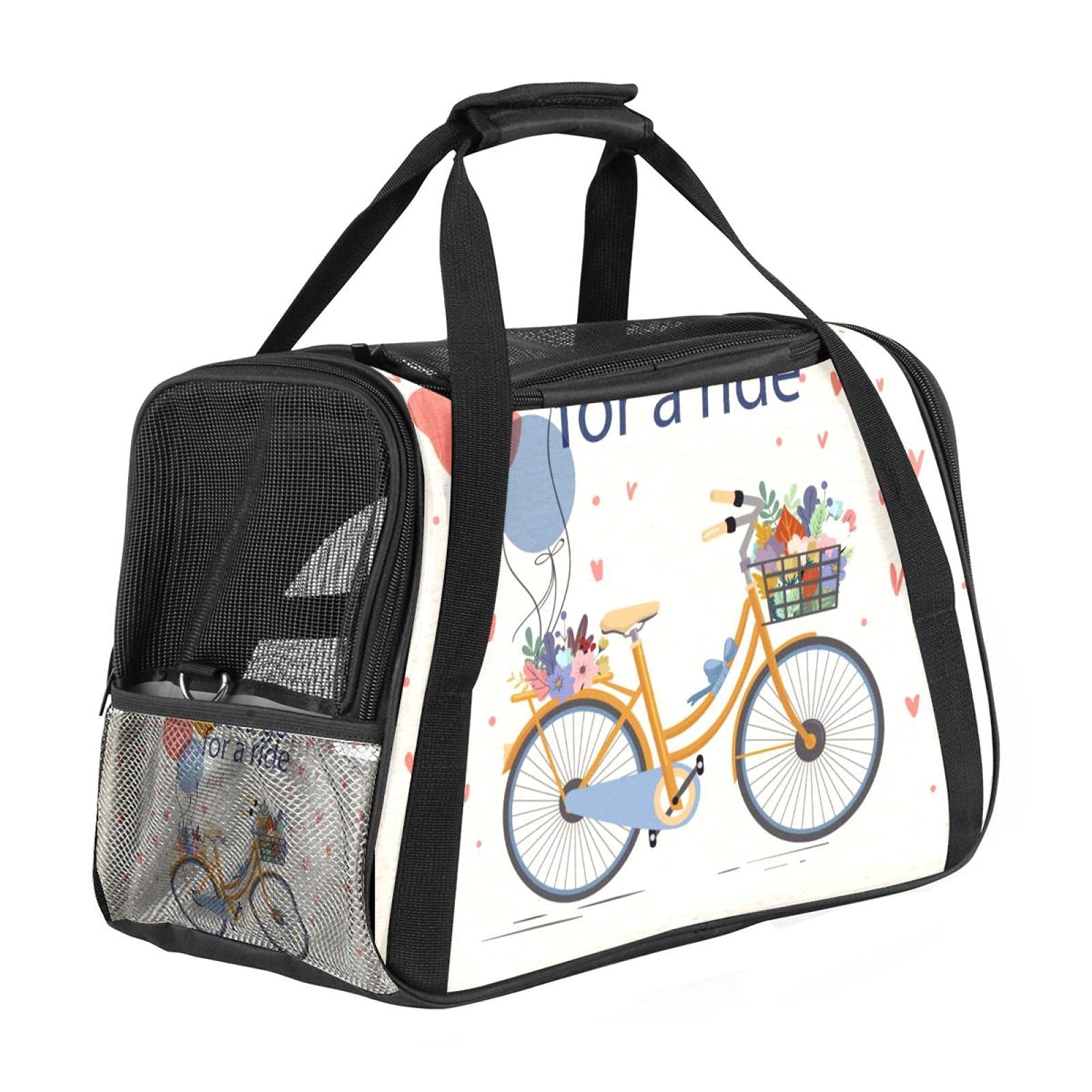 Sac de transport pour animal approuvé avion chien chat lapin avec côtés doux et motif floral