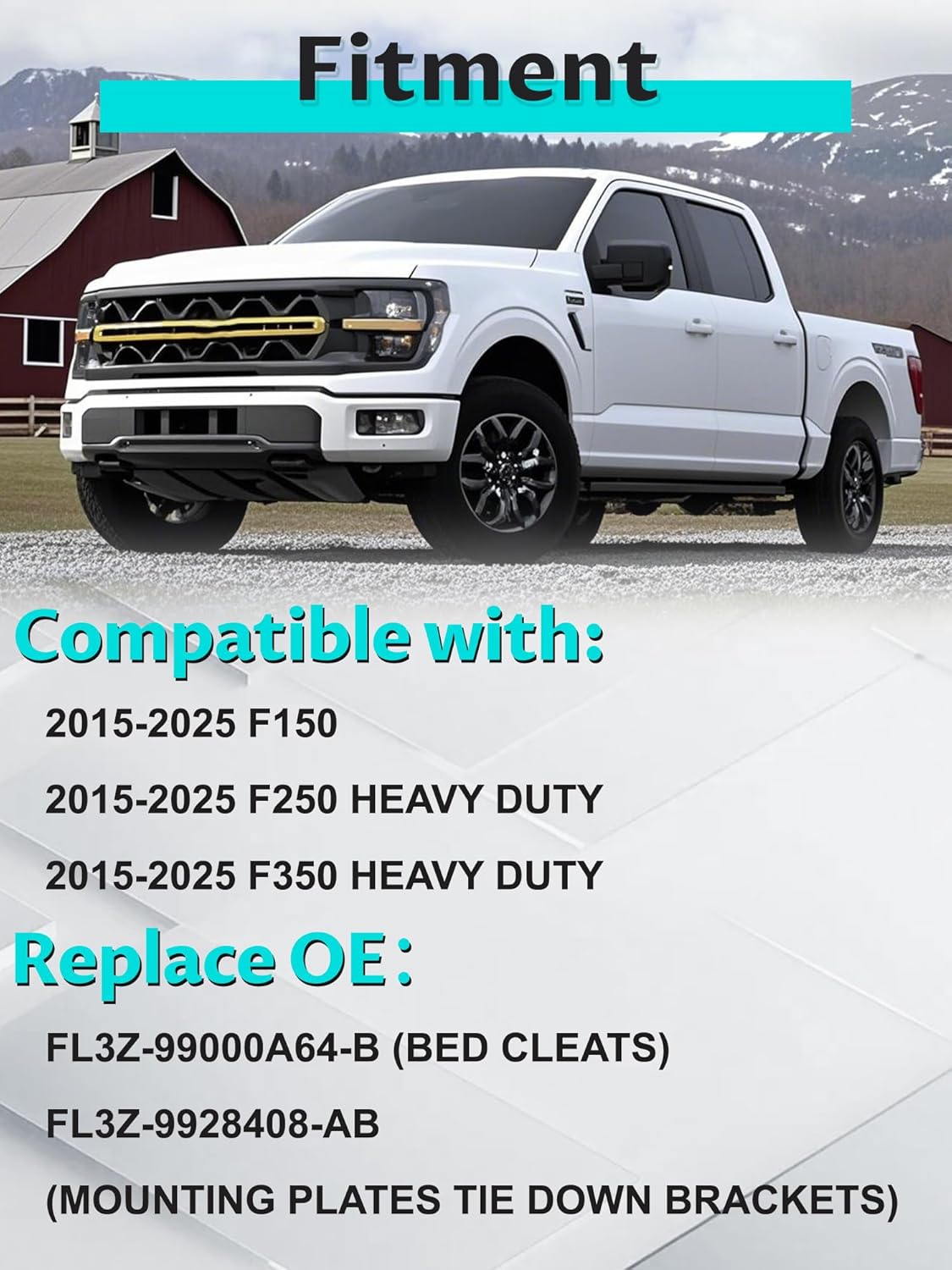 Truck Bed Tie Down Anchors Compatible with 2015-2025 F150 F250 F350 Box Link Tie Downs Plates Brackets for 4 Pack, FL3Z-99000A64-B,FL3Z-9928408-AB