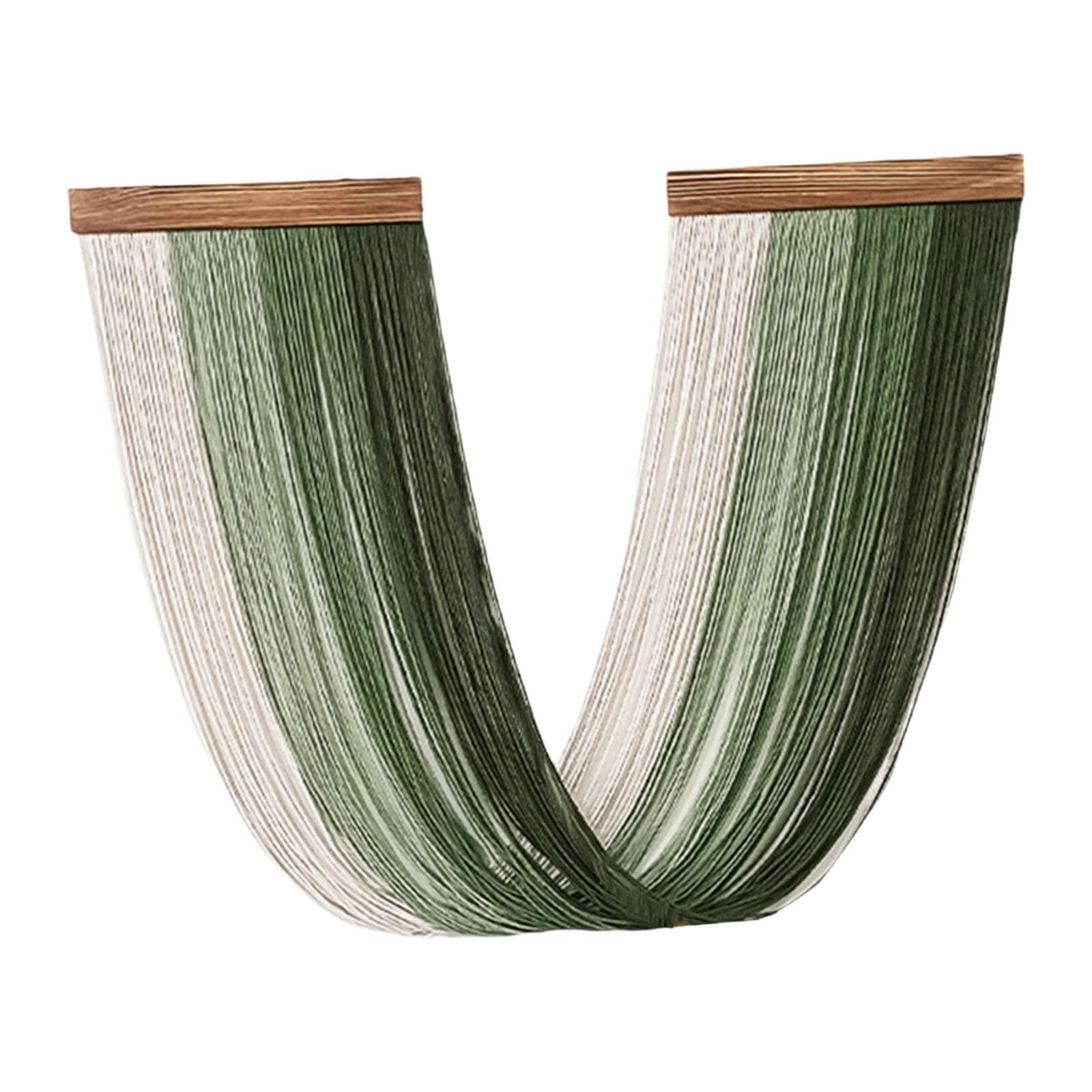Tapiz Colgante de Macramé Tejido Artesanal Decoración de Pared Bohemia Elegante Diseño Moderno Creativo con Algodón Y Madera Adecuado para Dormitorio, Verde, Individual