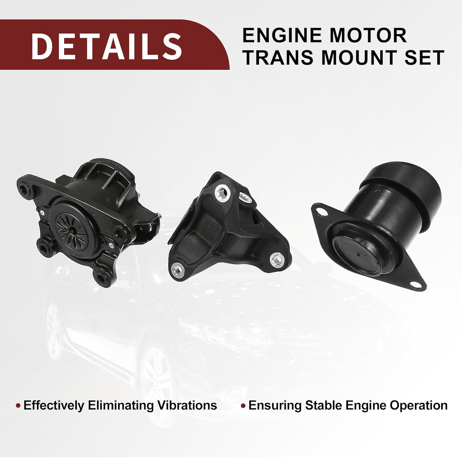 Engine Motor Trans Mount Set for Acura TSX L4 2.4L 2009-2014 Vibration Isolation No.50830TA0A01 | 1 Set for Honda Accord L4 2.4L 2009-2014