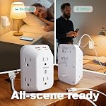 Multi Plug Socket, Surge Protector, 6-Port Extender with 4 USB Ports (2 USB A, 2 USB C), 4-Pack Power Board, Wall Plug Adapter Reserved for Home Travel and Office use