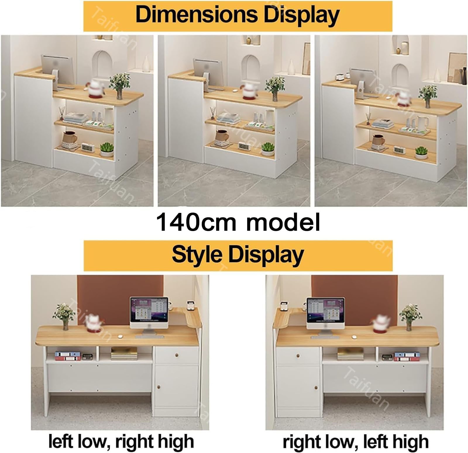 Mostrador PequeñO De RecepcióN Estetica, Mostrador Tienda Madera, Gabinete De Cajero, Mostrador De Cajero Ideal para Recepciones, Oficinas, PeluqueríAs(Gris/Derecho,120x100x45cm)