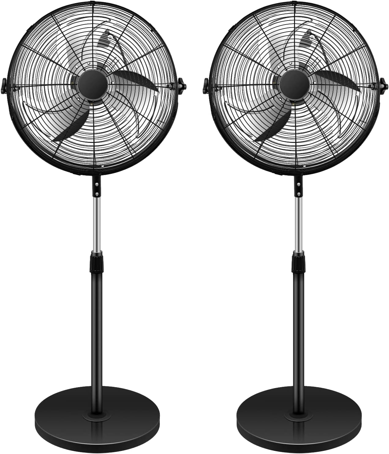 Simple Deluxe 18 Inch Pedestal Standing Fan, High Velocity, Heavy Duty Metal For Industrial, Commercial, Residential, Greenhouse Use, 2- Pack, BlackRecycled Claim Standard 100