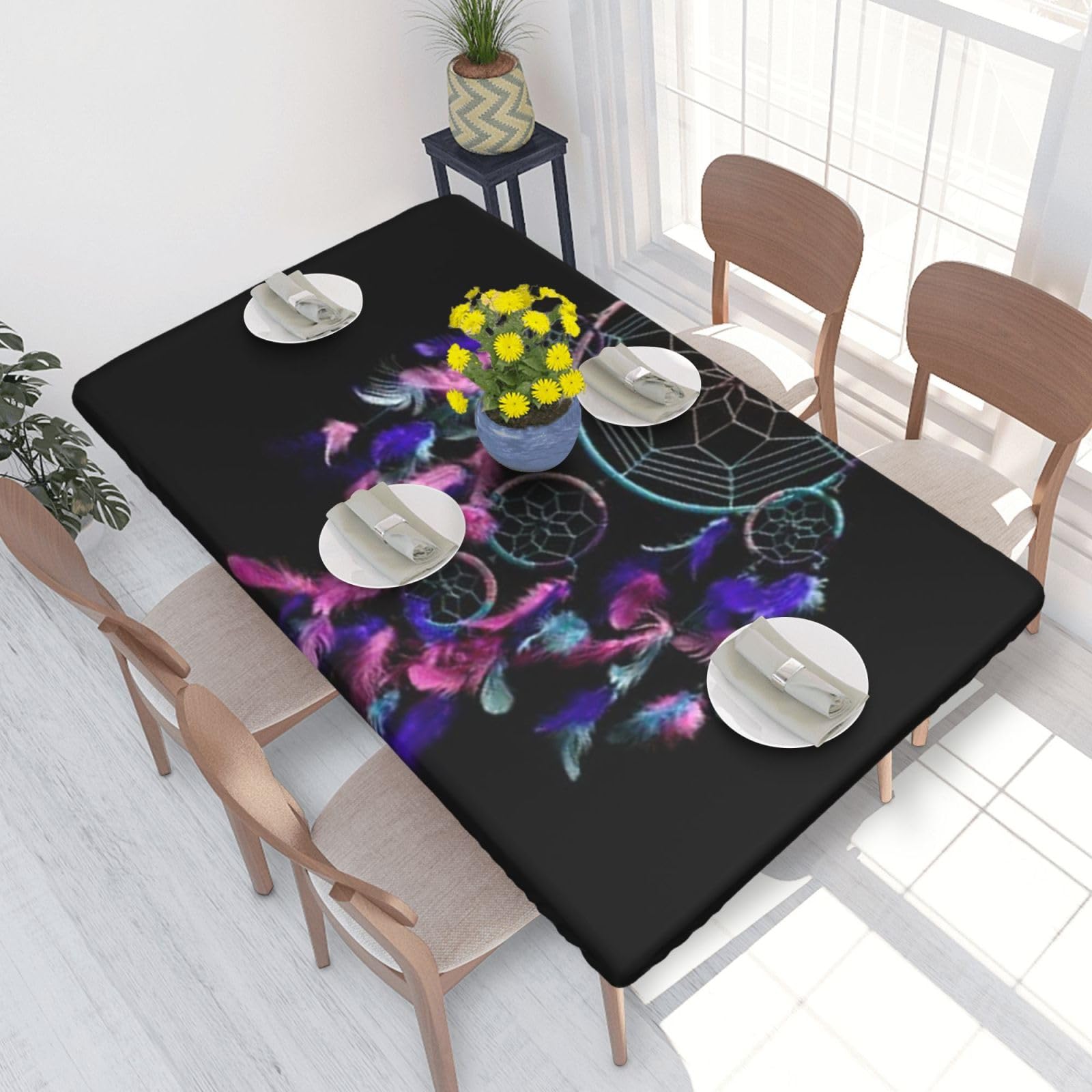 BNVSADC Dream Catcher Printed 4FT Tablecloth 122x76 CM Polyester Kitchen Water Resistant Table Cloth Dining Table Decoration Table Covers