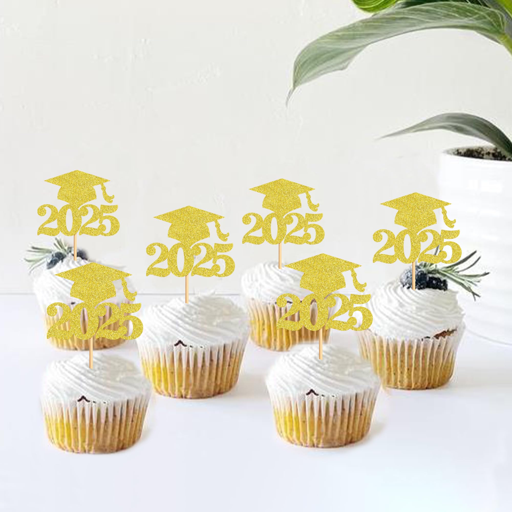 Blumomon 36Pcs Gold Glitter 2026 Graduation Cupcake Toppers Class of 2026 Grad Cap Cake Picks Decorations for 2026 Graduation Theme Party Supplies - Image 4