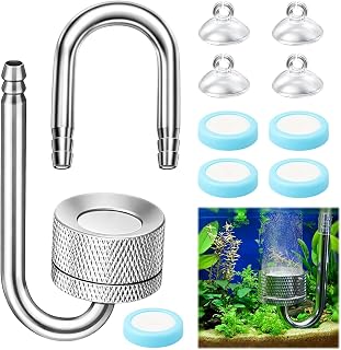 Menibeuty CO2 Diffusor Aquarium, Aquarium Zerstäuber Sauerstoff Kohlendioxid Diffusor mit Saugnäpfen und U-Pipe, CO2 Anlage Aquarium, für alle Arten von Aquarien Süßwasserfischpflanzen Wasserpflanze
