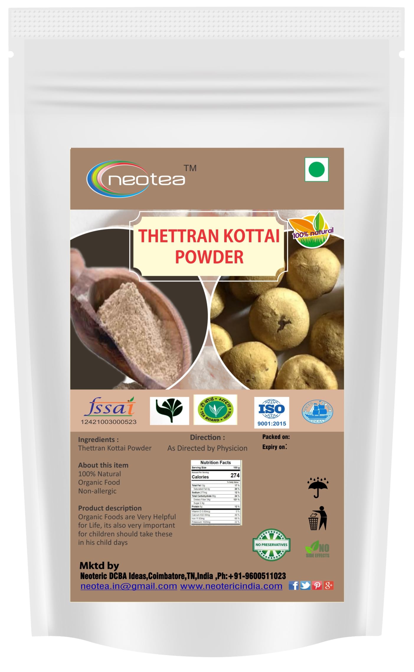 Neotea Thetran Kottai Powder| Nirmali Nut | Dry Clearing Nut for Tea & Water Purification | Strychnos Potatorum Seeds | Tettaamparal | Katakah Samaashodhan | Natural Water Purifier | 100% Pure & Chemical-Free (1 KG)-image-4