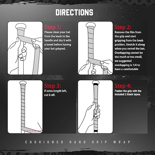 Miniatura 7 de Gonex Cinta de agarre de bate para béisbol y softball, 0.043 in, 40.16 pulgadas, Pro Feel Full Adhesive Back Baseball Bat Grip (1 unidad2 paquetes)