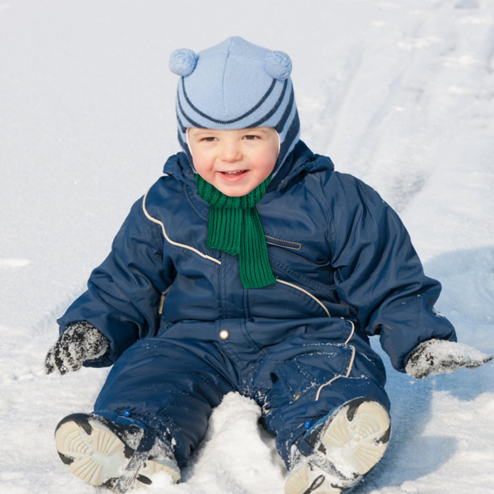 XIHIRCD 2 Bufandas para Niños, Calentador Cuello Invierno Bufandas Punto Pequeñas y Suaves Ropa Invierno Reutilizable para Niños Pequeños, Niñas y Niños en Clima Frío (Jengibre, Verde)
