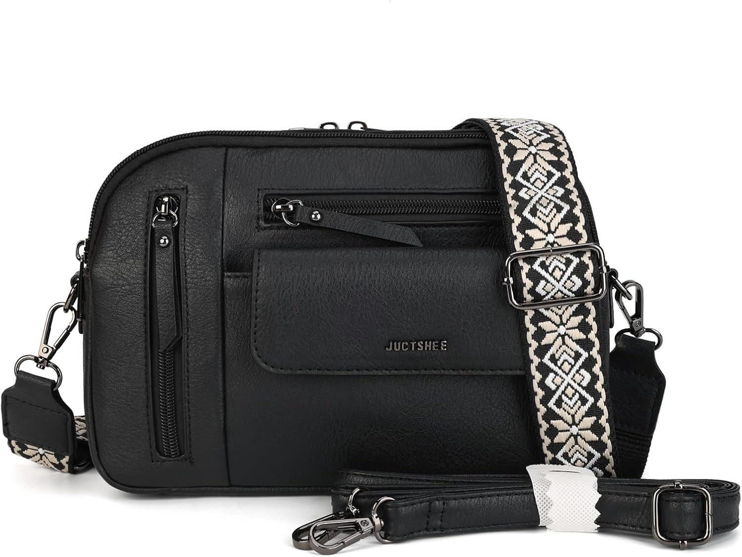 Crossbody Bag for Women, Multi Pocket Shoulder Purse, Vegan Leather Bag with Adjustable Strap, Lightweight Purse