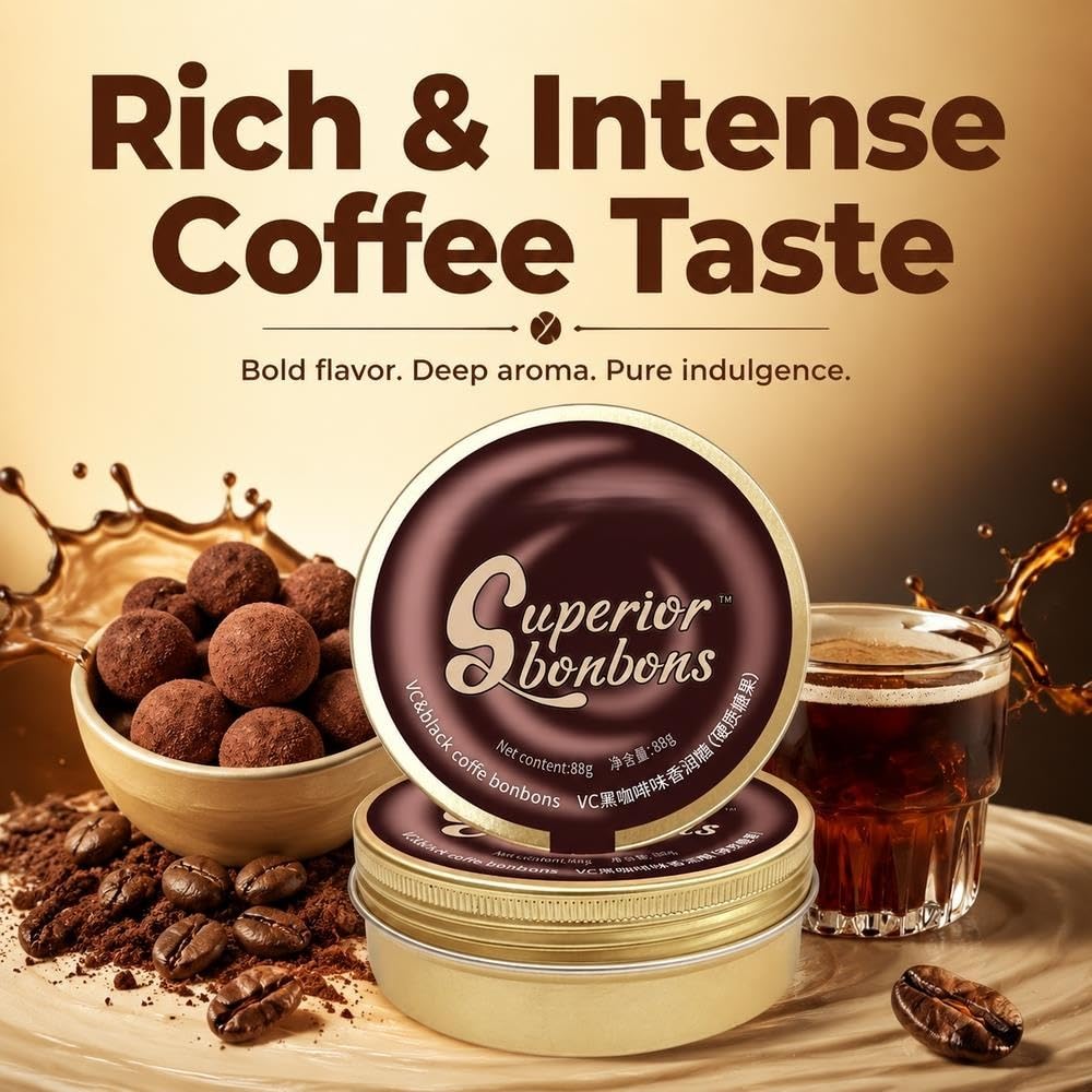 Hochwertige schwarze Kaffee-Hartbonbons mit VC, 2er-Pack