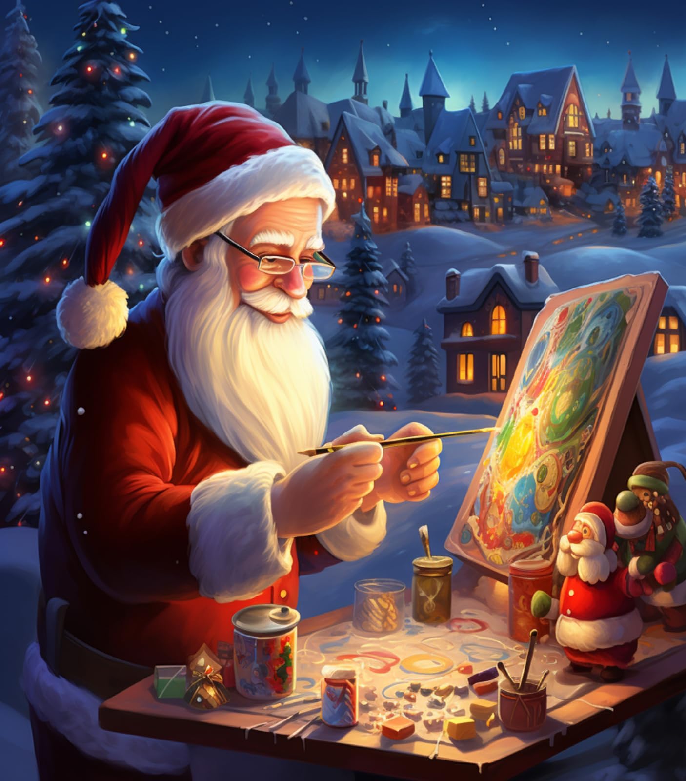 Ccfqiangtie Paint by Numbers for Adults Beginner Kits,Christmas,Grandpa,House Snow Scene,Paint by Number DIY Oil Painting Gift Kit for Home Wall Decor,40x50cm
