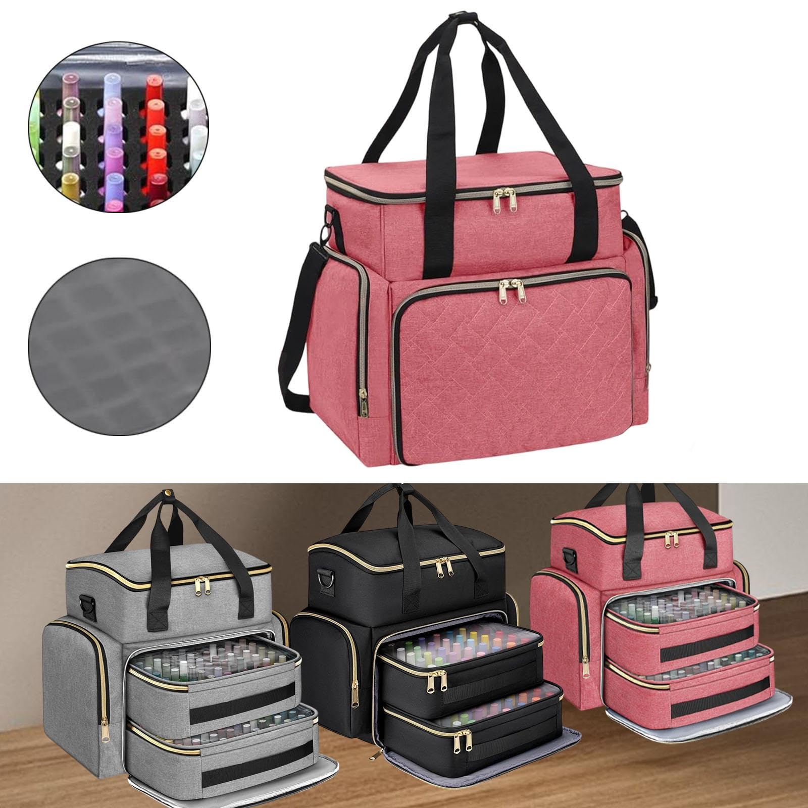 Milageto Étui de transport portable pour vernis à ongles avec poignées robustes, sac de pour vernis gel, boîte de rangement pour salon et lampe à ongles, Rouge