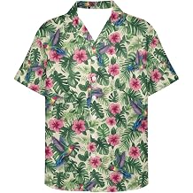 PinUp Angel Men's Casual Hawaiian Shirt Short Sleeve Button Down Printed Aloha Top for Summer Vacation and Daily Wear