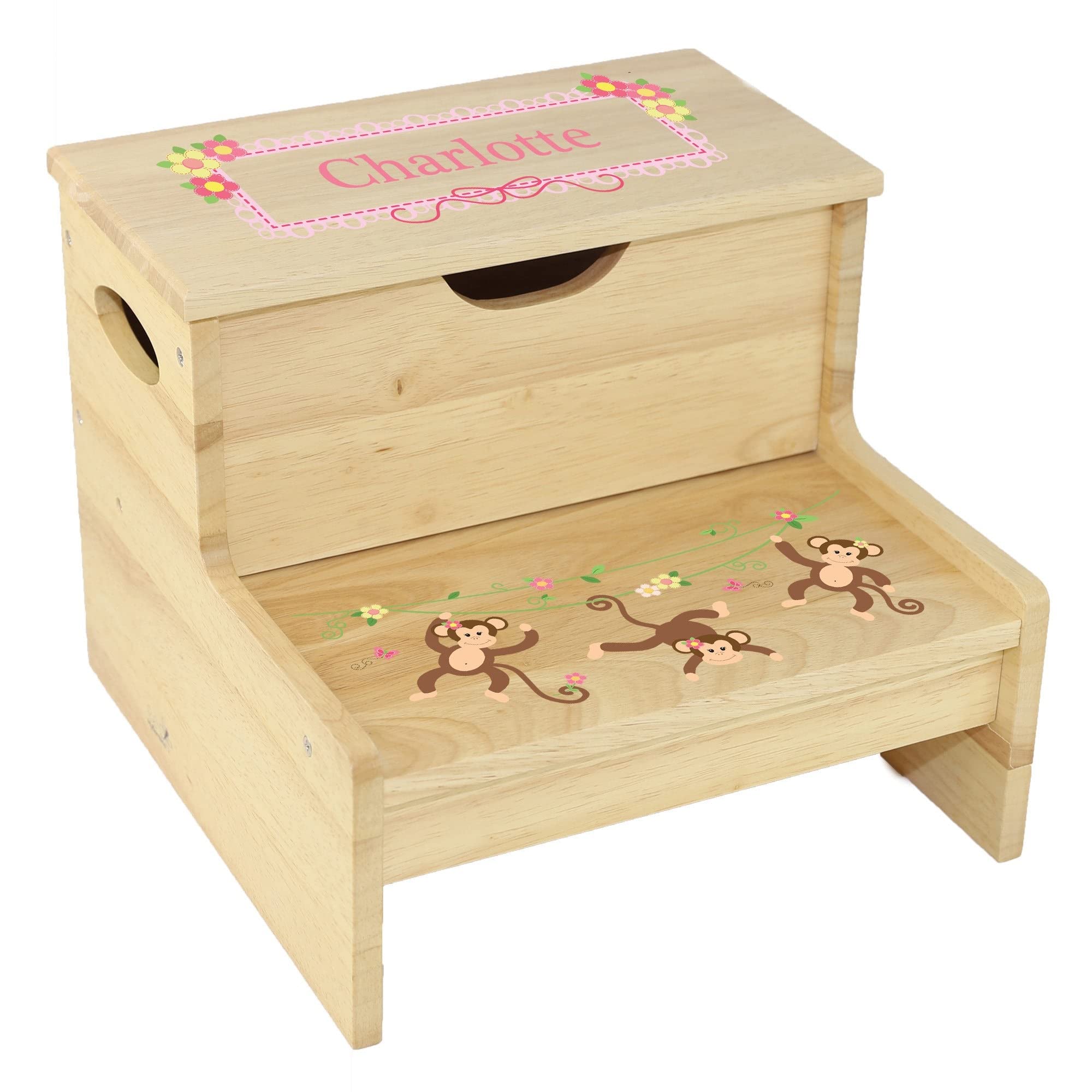 Wood Storage Stool - Monkey Girl