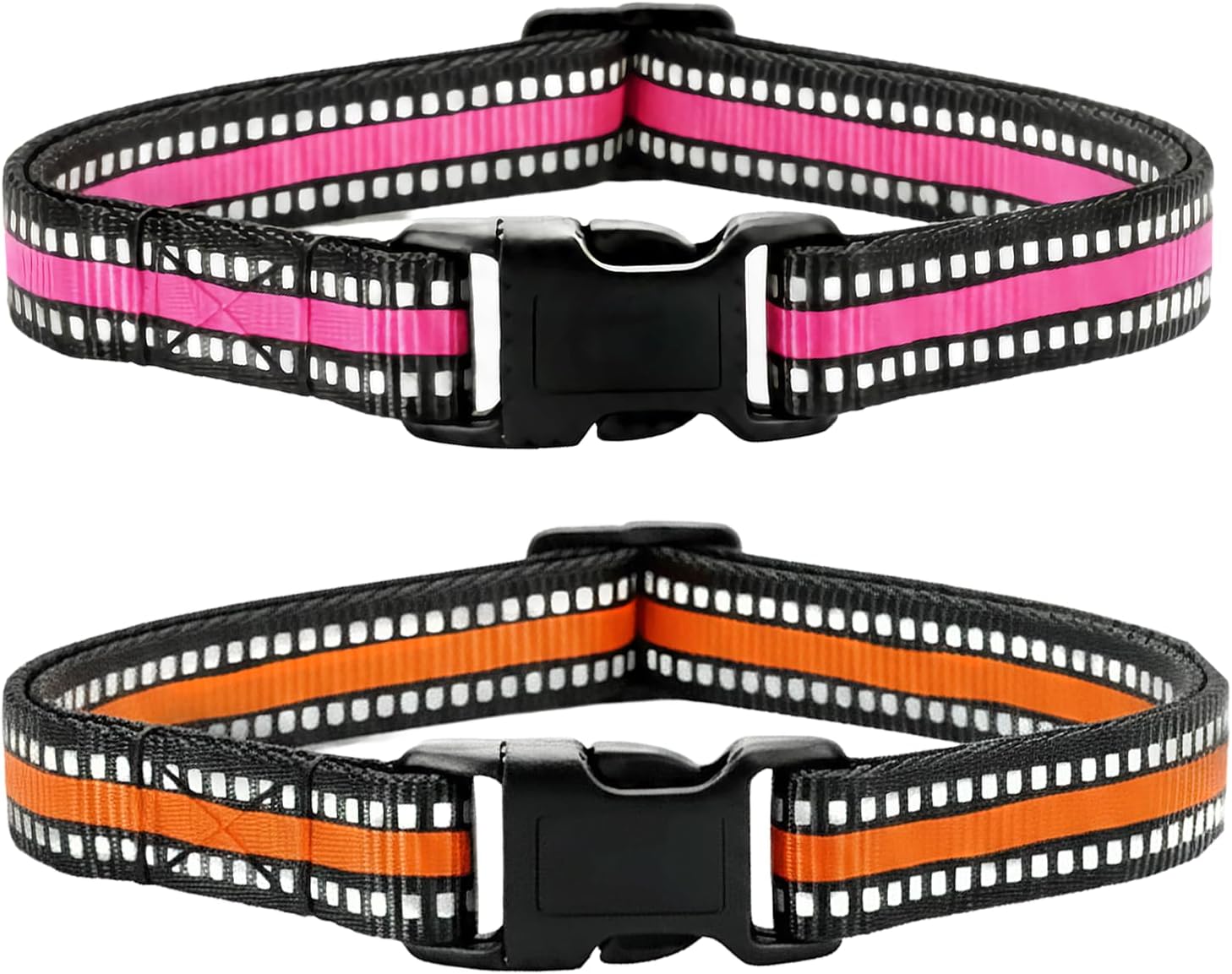 Training Collar Replacement Straps Adjustable Nylon Bands for E-Collars & Shock Collars, 2-Pack (Orange&Pink) - Dog Collar Accessory Fits Most 3/4 Inch Electronic Training Collars