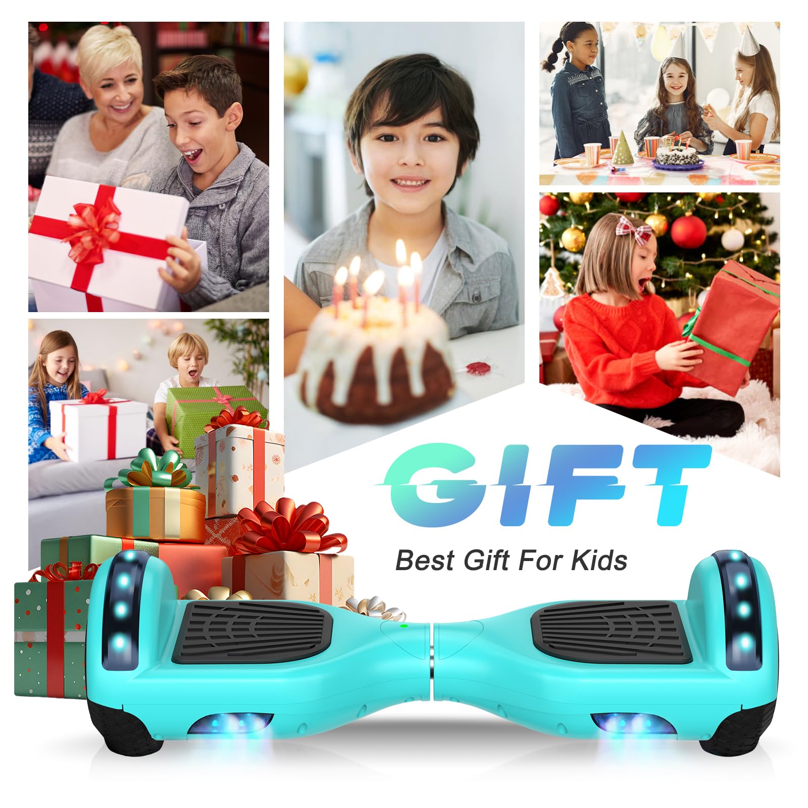 SISIGAD All Terrain Hoverboard mit Bluetooth-Lautsprechern, Hoverboards mit hellen LED-Leuchten und blinkenden Rädern, Hoverboard mit selbstausgleichendem Steuerungssystem
