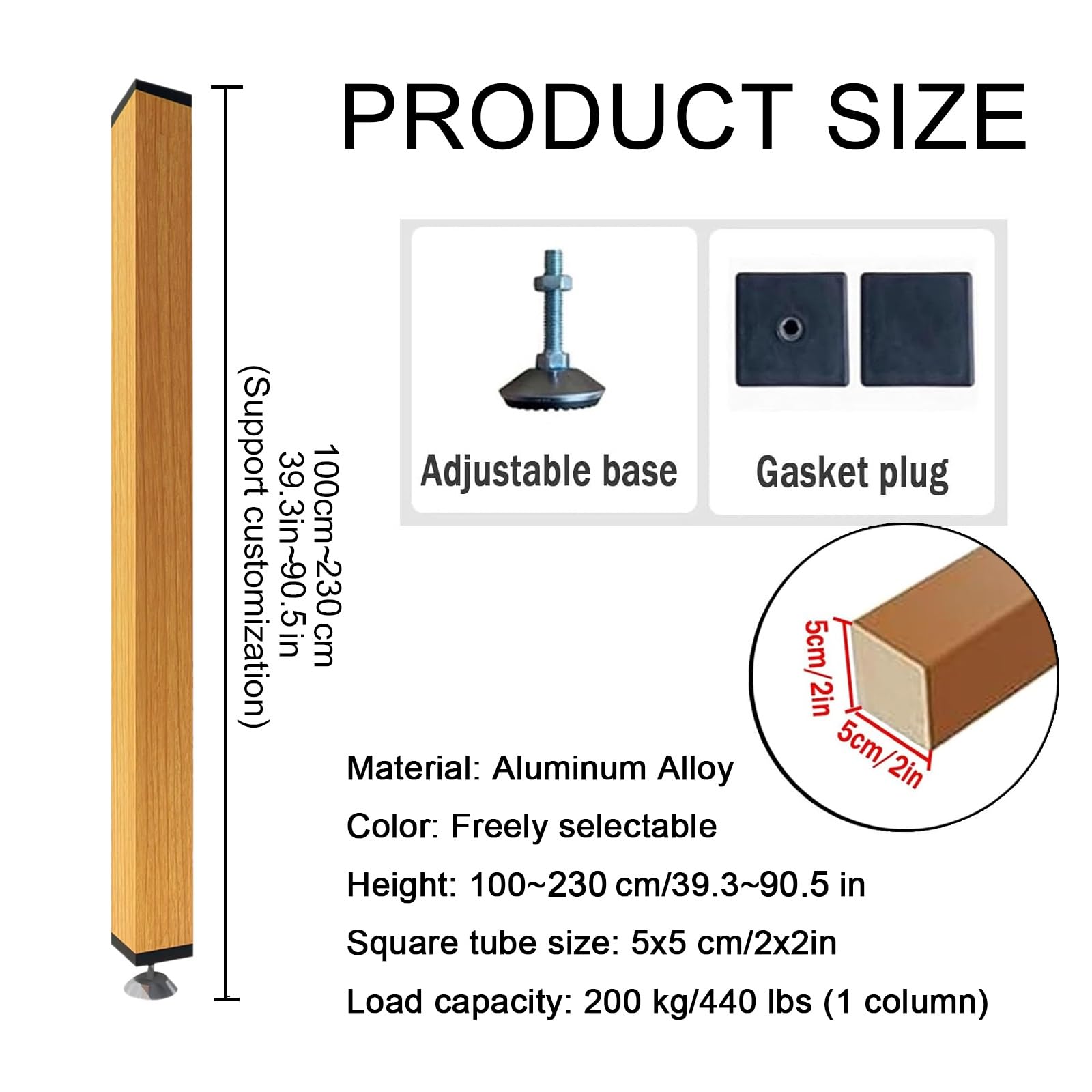 Divisorio per Ambienti ， divisori per stanze, doghe regolabili/parete divisoria dal pavimento al soffitto, pali di separazione stanze colonne ，schermo per la privacy(4 root,220cm/86.6in/7.21ft)
