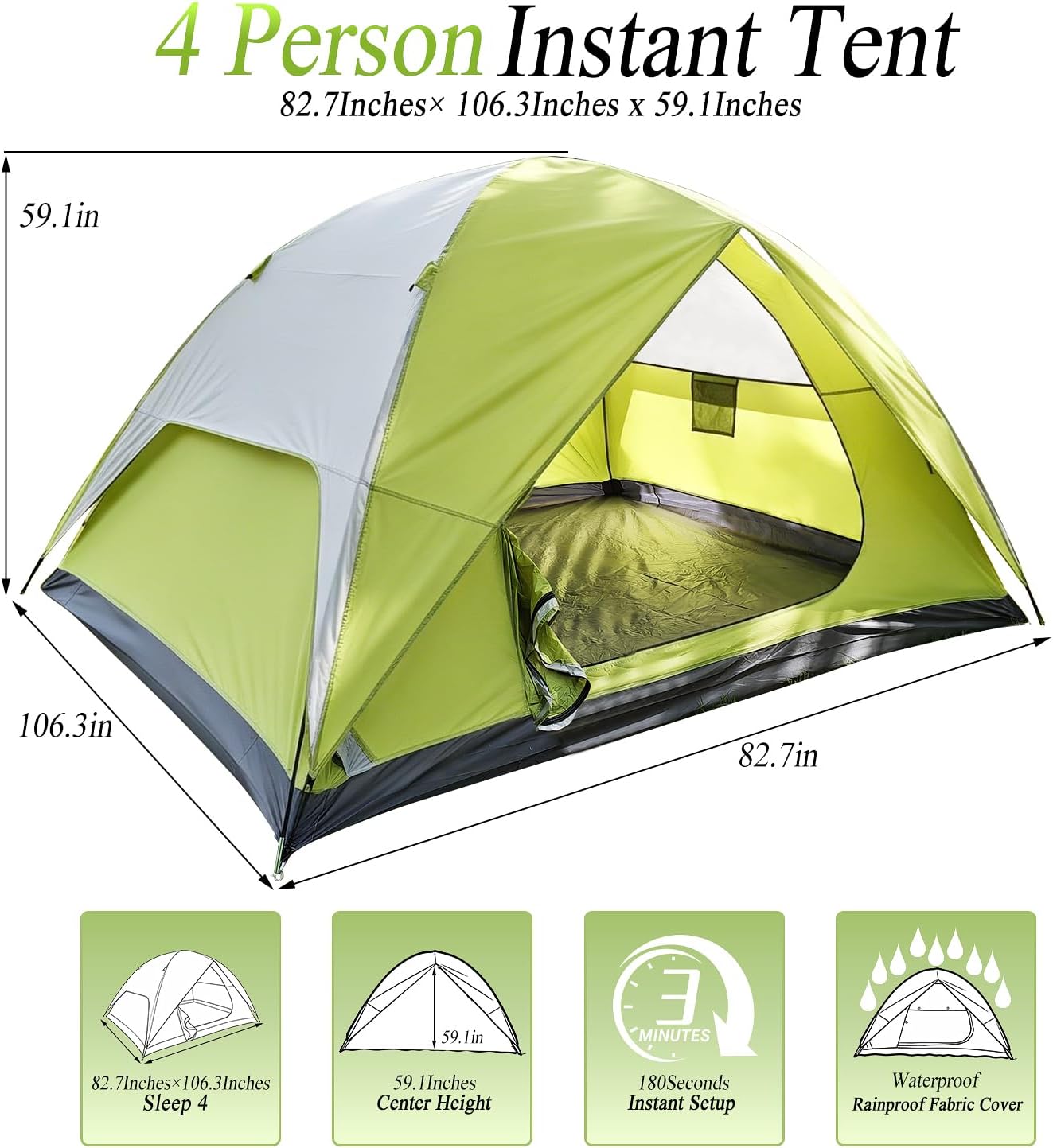 Camping Tents 4/6 Person Double Layered Portable Outdoor Tents Weatherproof image 4