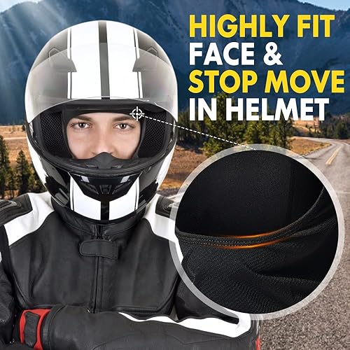 Vista 4 de JOEYOUNG Pasamontañas de motocicleta para hombre, forro de casco que absorbe el sudor para motociclismo profesional