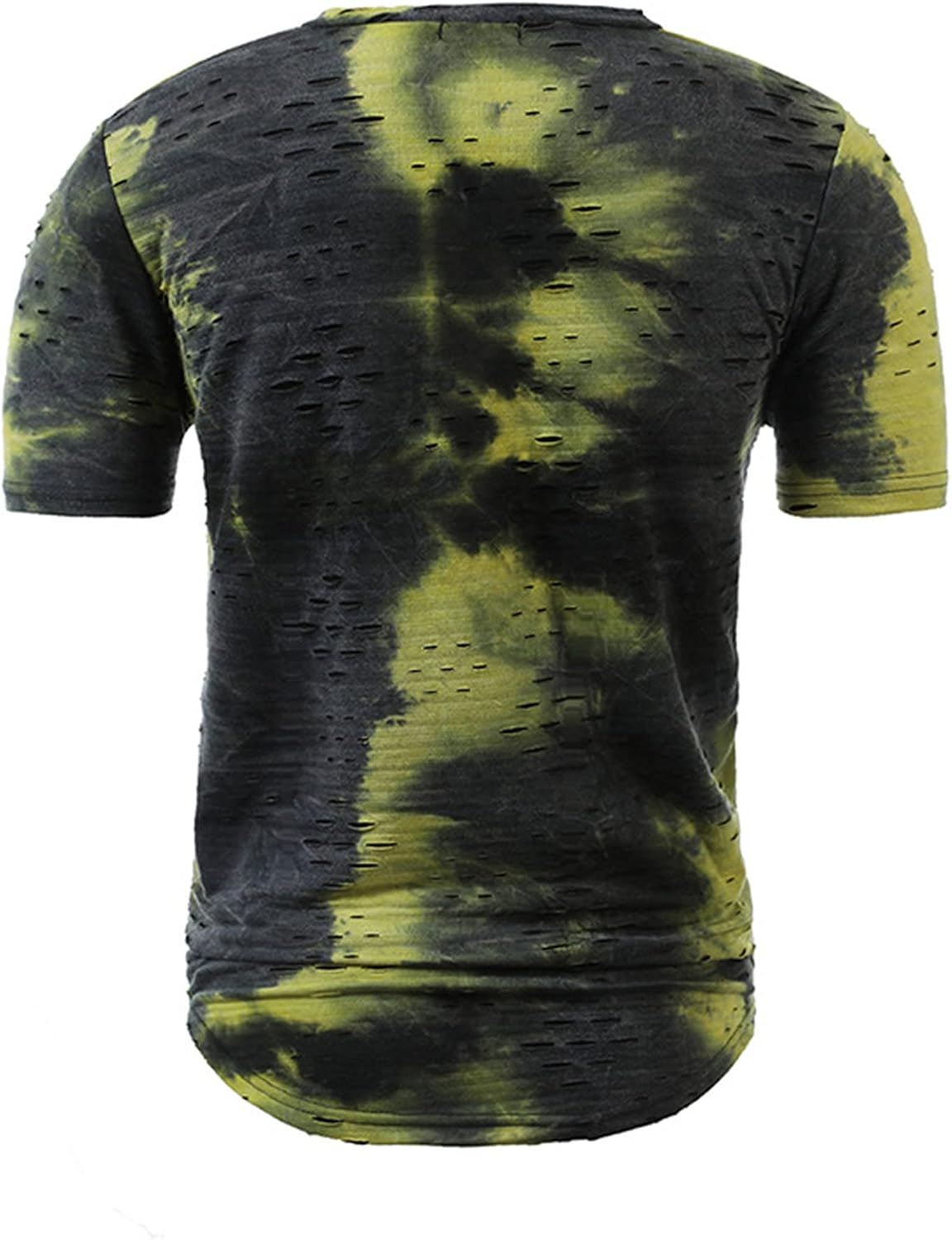 Men's Dyed Printing Muscle Workout T Shirt Fashion Ripped Tie-Dyed T-Shirt Short Sleeve Gym Hipster Shirt
