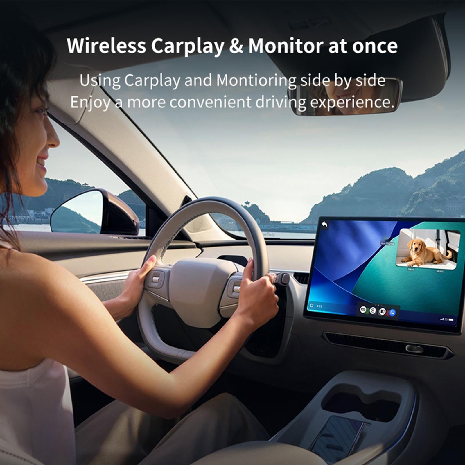 Monitor Infantil De Coche Vídeo 1080P Gran Angular 150 Grados Plug and Play | Cámara Inalámbrica para Asiento de Coche para Padres Viajes por Carretera Largas Distancias Conducción Acampada