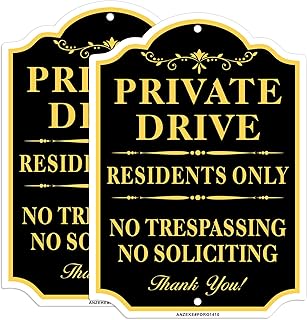 Private Drive Residents Only No Trespassing No Soliciting Sign, 2Pack Private Driveway Sign,14"x10" Private Property Signs, Reflective Aluminum, Fade Resistant, UV Protected, Outdoor Use, Easy to Mount