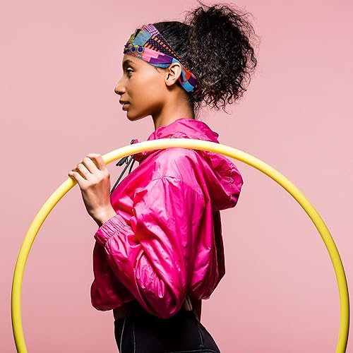 Miniatura 4 de 8 diademas africanas elásticas con estampado bohemio, para yoga, deportes, entrenamiento, banda ancha elástica con nudo torcido, turbante, para